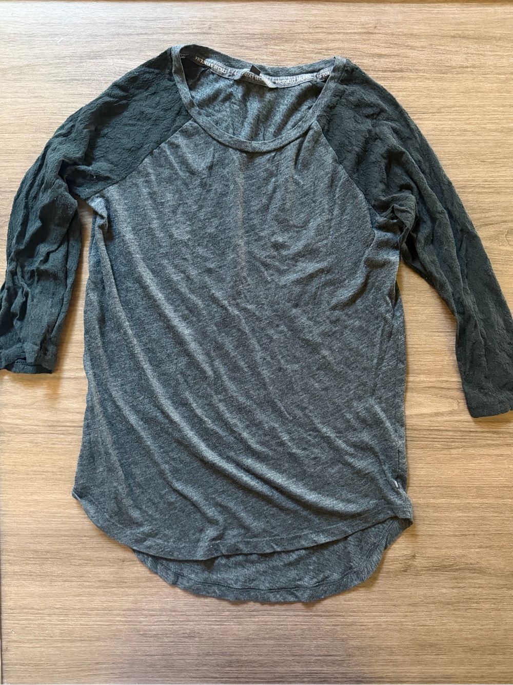 Victoria's Secret Dark Gray Raglan Three-Quarter Sleeve Tee